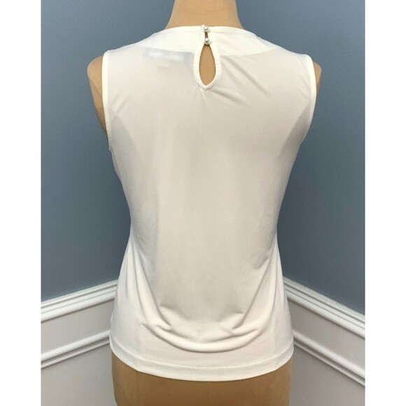Karl Lagerfeld Top Womens S Sleeveless Pearl Embellished Knit Blouse Shirt - Picture 2 of 7